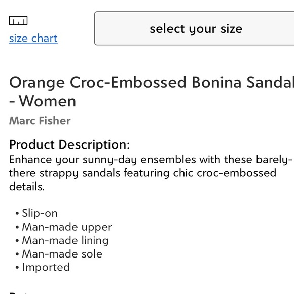 Marc Fisher Orange Croc-Embossed Bonina Sandal Womens Size 7.5 NIB - Picture 6 of 6